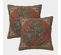 kaiyun 2 Paquetes 50x50cm.Un Caballo pisotea con Fuerza a un Duende Funda De Almohada Cuadrada Decoración del Hogar con Cremallera Invisible para Sofá,Coche Y Dormitorio