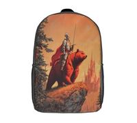 kaiyun 3D Caballero a lomos de un oso rojo Mochilas Escolar Para Niños Chicas Bolsas De Para Adolescentes Estudiantes De Primaria Y Secundaria 17inch