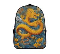 kaiyun 3D Golden Dragón Soaring in The Sky Mochilas Rodeado de Nubes Propicias Escolar Para Niños Chicas Bolsas De Para Adolescentes Estudiantes De Primaria Y Secundaria 16 inch