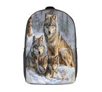kaiyun 3D Lobo in Winter Mochilas Nieve Escolar Para Niños Chicas Bolsas De Para Adolescentes Estudiantes De Primaria Y Secundaria 17inch