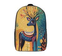 kaiyun 3D Mystical Ciervo Mochilas Estilo de arte naif Escolar Para Niños Chicas Bolsas De Para Adolescentes Estudiantes De Primaria Y Secundaria 17inch