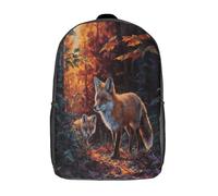 kaiyun 3D Red Zorro in The Autumn Woods Mochilas Escolar Para Niños Chicas Bolsas De Para Adolescentes Estudiantes De Primaria Y Secundaria 17inch
