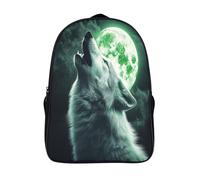 kaiyun 3D White Wolf with Green Eyes Mochilas Full Moon Escolar Para Niños Chicas Bolsas De Para Adolescentes Estudiantes De Primaria Y Secundaria 16 inch