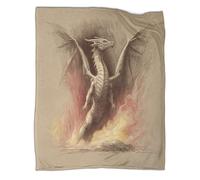kaiyun A Giant Dragón Leaps out of The Flames -Estilo de ilustración Dibujada a Mano Manta,Suave,Cómoda Y Cálida,con Patrón 3D Sofá Cama,Adecuado para Uso Doméstico Y Camping.,40x50inch(100x130cm)