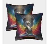 kaiyun A Giant Snake Dragón with Rainbow Wings Spread out Fundas De Almohada Decoración del Hogar con Cremallera Invisible 50x50cm 2 Paquetes