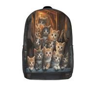 kaiyun A Group of Gatitos Around The House Mochilas Escolares Niña Niño Backpack Juveniles Adolescentes Arte digital Bolsas Multi-bolsillo 17inch