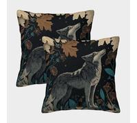 kaiyun A Lobo Stood Alertly Under The Oak Tree Funda De Cojín De Almohada Cuadrada para Sofá 45x45cm 2 Paquetes con Cremallera