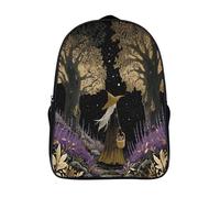 kaiyun A Una hermosa bruja pasea por un bosque de lavanda salpicado de estrellas. Bolsas Niños Con Diseño Transpirable Y Cremallera Mochila Escolar Estudiantes Adolescentes Chicos Chicas 39x29x16cm
