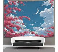 kaiyun A Una luna creciente pende entre las nubes, en medio de ciruelos rojos en flor Tapiz Para Colgar En La Pared, Tapices Decoración Para Sala De Estar Dormitorio 180cmx230cm