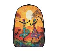kaiyun African Art Bolsa De Escuela De Niño Y Niña,Mochila De Escuela Primaria Con Estampado De Women Dancing Joyfully in The Warm Sunset Dibujos Niños Adolescentes 16 inch
