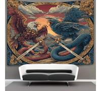 kaiyun Águila luchando contra una serpiente, Dos espadas cruzadas Tapiz Tapices De Pared,Colcha De Pícnic, Decorativo Toalla De Playa 180cmx230cm