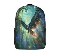kaiyun Águila volando sobre el vibrante bosque mágico Niños, Niñas Y Adolescentes, Bolsa De Escuela Ligera Para Portátil, Luz misteriosa Mochila Informal 17inch