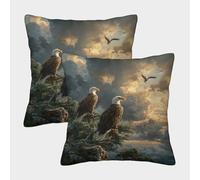 kaiyun Águilas posadas en Las Copas de los árboles de la montaña Cojín Almohada 3D Suave Al Tacto,sofá Silla Muebles para El Hogar 45x45cm 2 Paquetes