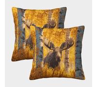 kaiyun Alce, álamos temblones Funda De Almohada Impresa En 3D Decoración del Hogar Sala De Estar Sofá para Coche 45x45cm 2 Paquetes