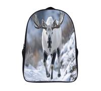 kaiyun Alce caminando a través de montañas nevadas Bolsa Unisex, Mochila Escolar Para Adolescentes Ultraligero 39x29x16cm