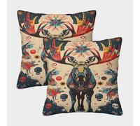 kaiyun Alce Fundas De Almohada Decoración del Hogar Vida Silvestre con Cremallera Invisible 45x45cm 2 Paquetes