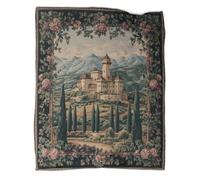 kaiyun Antiguo Castillo Europeo rodeado de cipreses Rosas Ropa Cama para Adolescente Estampada Manta De Felpa Cómoda Y Suave Y Esponjosa Adecuada para Sofá Cama Sofá 60x80inch(150x200cm)