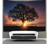 kaiyun Árbol ancestral de la sabiduría, personas tomadas de la mano Tapisserie Murale À Suspendre, Murales,Plaque De Pique-Nique Décoration Murale Plafond Art Mural 180cmx230cm