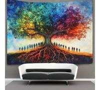kaiyun Árbol genealógico de raíces profundas, Árbol de la vida Tapiz Para Colgar En La Pared, Tapices Arte De Pared Estético Decoración Del Hogar Para Sala De Estar Dormitorio 100cmx150cm