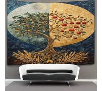 kaiyun Árbol of Life Tapiz Estético Del Dormitorio - De Pared Independiente Decoración De La Habitación Half Summer Half Otoño 70cmx100cm