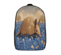 kaiyun Armadillo de Dibujos Animados en un Campo de Crisantemos Mochilas Escolar,3D Impreso,Bolsas De Niños Estudiantes De Primaria Y Secundaria 17inch