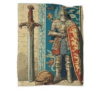 kaiyun Armas y armaduras Medievales Manta Súper Suave | Ángel Guerrero Colcha Patchwork | Funda De Viaje Cómoda Y Esponjosa 80x90inch(200x230cm)