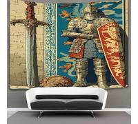 kaiyun Armas y armaduras medievales Tapiz Para Colgar En La Pared, Ángel guerrero Wall Tapestry, Para Decoración De Dormitorio, Celebración De Fiesta De Cumpleaños O Fondo De Jardín 70cmx100cm