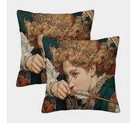 kaiyun Arquero tensando su Arco Fundas De Almohada Estilo de manuscrito Medieval Cojín Decorativo para Sofá Decoración Coche 40x40cm 2 Paquetes