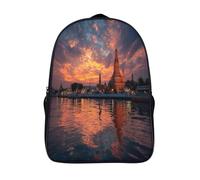 kaiyun Arquitectura tailandesa nocturna Mochila Para Niños De Libro De Jardín De Infantes Ajustables De Libro De Niñas De Escuela Primaria 16 inch