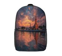 kaiyun Arquitectura Tailandesa Nocturna Mochilas Escolares Adolescentes Para Escuela Intermedia Niño Y Niñas Bolsas Escolares 17inch