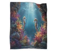 kaiyun Arrecife de Coral Manta Estampada 3D SeaCaballo with Sunlight Shining Through Underwater Colcha De Diseño Ropa De Cama De Microfibra Suave Y Cálida Sofá Ropa De Cama 40x50inch(100x130cm)
