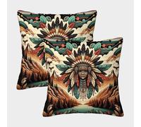 kaiyun Arte Africano，The Last of The Mohicans Juego De Funda De Almohada Cuadrada para Sofá Dormitorio Coche 40x40cm 2 Paquetes