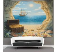 kaiyun Arte de aventuras piratas vintage Cofre del tesoro Tapices Para,sala De Estar,apartamento,dormitorio,decoración Artística De Pared 150cmx200cm