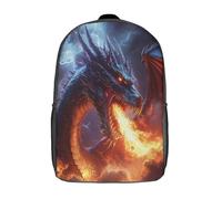 kaiyun Arte de Dragónes de fantasía Mochila Escolar Para Niños Ilustración de criaturas míticas Viaje Bolsas Para Portátil Adolescentes Alta Capacidad Bolsa De Escuela 17inch