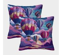 kaiyun Arte de Mosaico, Globos aerostáticos, un Cielo Colorido con Cremallera, Funda De Cojín,40x40cm 2 Paquetes Adecuada para Fiesta Temática De Sofá De Dormitorio