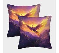 kaiyun Ave Fénix, Fuego y Montañas Funda De Almohada con Cremallera Invisible Decoración del Hogar para Sofá 45x45cm 2 Paquetes