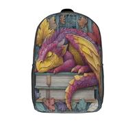 kaiyun Baby Dragón Sleeps in The Book Mochilas Escolares Adolescentes Para Escuela Intermedia Niño Y Niñas Bolsas Escolares 17inch