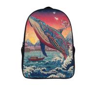 kaiyun Ballenas saltando fuera del mar Mochilas Infantiles 3D Impreso Niños De Colegio Viajes Deportes Bolsa De Escuela 39x29x16cm