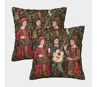 kaiyun Banda de Folk Rock Medieval Fundas De Almohada Estilo manuscrito Iluminado Cojín Decorativo para Sofá Decoración Coche 45x45cm 2 Paquetes