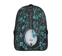 kaiyun Banjo Niña,Chicos Vine with Blue Green Flowers Mochila Escolar Para Viaje Bolsa De Escuela 16 inch