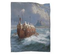 kaiyun Barcos Vikingos navegando en Las Aguas del noreste de Inglaterra Manta, Ropa Cama Suave Y Liviana para Todas Las Estaciones Picnics,Viajes,decoración del Hogar 50x60inch(127x152cm)