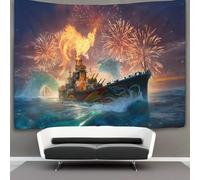 kaiyun Batalla naval Tapiz Colgar En La Pared, Estilo de arte fantástico Wall Tapestry, Para Decoración De Dormitorio, Celebración De Fiesta De Cumpleaños O Fondo De Jardín 130cmx150cm