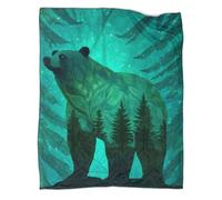 kaiyun Bear in Shades of Green Against A Tree-Like Background Manta, Ropa Cama Suave Y Liviana para Todas Las Estaciones Picnics,Viajes,decoración del Hogar 80x90inch(200x230cm)