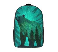 kaiyun Bear in Shades of Green Against A Tree-like Background Mochila Infantil Bolsa De Escolar Niña Niño Bolsas Mochilas Para Colegio Viaje Cámping 17inch