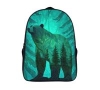 kaiyun Bear in Shades of Green Against A Tree-like Background Niños,Mochilas Escolares Adolescentes, Alta Capacidad Bolsas Infantil,Informal Primaria Y Secundaria 39x29x16cm