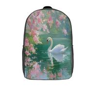 kaiyun Beautiful Cisne blancos Swim Gracefully in The Lake Mochilas Escolares Niña Niño Backpack Juveniles Adolescentes Bolsas Multi-bolsillo 17inch