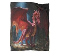 kaiyun Beautiful Medieval Red Dragón Manta Suave Y Cómoda Impresa En 3D Guarida mágica Colcha Patchwork Adolescente Y Adultos Estampada Adecuada para Cama Y Sofá 60x80inch(150x200cm)