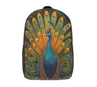 kaiyun Beautiful Pavo real Tail Feathers Niños,Mochilas Escolares Adolescentes,Grass in The Jardín Alta Capacidad Bolsas Infantil,Escuela Informal Primaria Y Secundaria 17inch