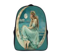 kaiyun Beautiful Princess Sitting on The Crescent Moon Watercolor Style,mochilas De Viaje Impresas En 3D, Ligero Y Transpirable Bolsa De Escuela Escolar Para Niños 16 inch