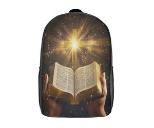 kaiyun Biblia sagrada Mochilas Escolares Niña Niño Backpack Juveniles Adolescentes Estilo de símbolos religiosos Bolsas Multi-bolsillo 17inch